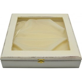 Ankor Στεφανοθήκη Λευκό Ξύλινη Ντεκαπέ 29x29cm