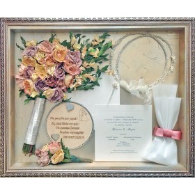 Στεφανοθηκη Μεγάλη-Αναμνηστικη κορνιζα- κουτί γαμου ασημί σκαλισμα 40χ50χ4εκ.βαθος