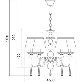 Aca Πολυέλαιος 5xE14 Ø58cm με Καπέλα Ασημί AD90045D