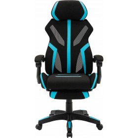 Woodwell BF9000 Καρέκλα Gaming Δερματίνης με Υποπόδιο Μαύρο/Μπλε