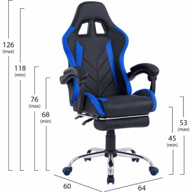 HomeMarkt HM1156.08 Καρέκλα Gaming Δερματίνης με Υποπόδιο Μπλε HomeMarkt HM1156.08 Καρέκλα Gaming Δερματίνης με Υποπόδιο Μπλε