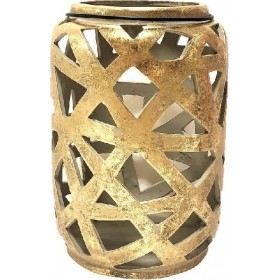 Espiel Φαναράκι Κεραμικό Χρυσό 13.5x13.5x20.5cm