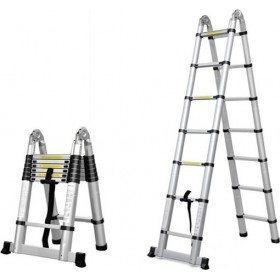 Factory Αναδιπλούμενη Τηλεσκοπική Σκάλα Αλουμινίου 14 Σκαλιών 4.4m Factory Αναδιπλούμενη Τηλεσκοπική Σκάλα Αλουμινίου 14 Σκαλιών 4.4m