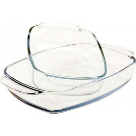 Fylliana Γυάλινο Πυρίμαχο Σκεύος Ορθογώνιο Σετ 2τμχ