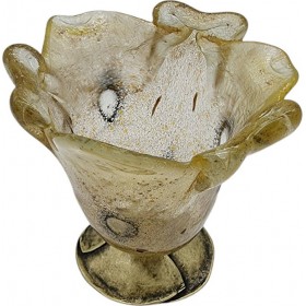 Fyssalis Καντηλάκι από φυσητό γυαλί με επιμπρουτζωμένη βάση σε μπεζ χρώμα 13cm