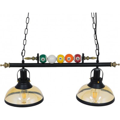 GloboStar Billiard Κρεμαστό Φωτιστικό Vintage Δίφωτο Ράγα ΜαύροΚωδικός: 00972 