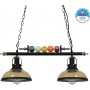 GloboStar Billiard Κρεμαστό Φωτιστικό Vintage Δίφωτο Ράγα ΜαύροΚωδικός: 00972 