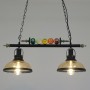 GloboStar Billiard Κρεμαστό Φωτιστικό Vintage Δίφωτο Ράγα ΜαύροΚωδικός: 00972 