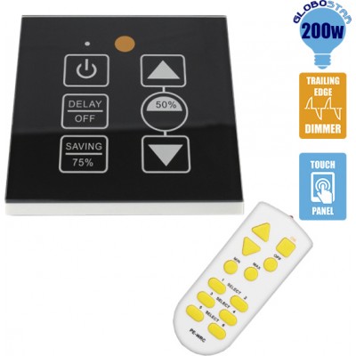 GloboStar Dimmer Touch για LED 220 Volt 200 Watt Trailing Edge Ασύρματο Μαύρο 50040