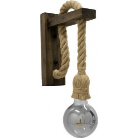 GloboStar Flyn Φωτιστικό Τοίχου Καφέ Ξύλινο με ΣχοινίΚωδικός: 00883 