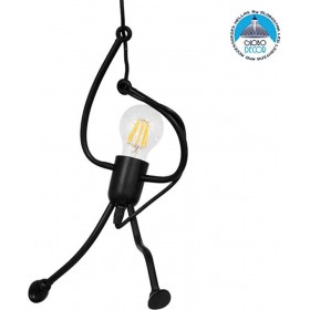 GloboStar Little Man Κρεμαστό Φωτιστικό Μοντέρνο Μονόφωτο ΜαύροΚωδικός: 01652 