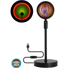 GloboStar Rainbow Green 180° Διακοσμητικό Φωτιστικό LED Επιτραπέζιο 12W DC 5V με Projector LENS Ειδικού Εφέ & Καλώδιο USB σε  GloboStar Rainbow Green 180° Διακοσμητικό Φωτιστικό LED Επιτραπέζιο 12W DC 5V με Projector LENS Ειδικού Εφέ & Καλώδιο USB σε