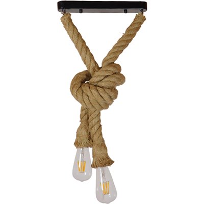 GloboStar Rope Κρεμαστό Φωτιστικό Μοντέρνο Δίφωτο Με Σχοινί ΜπεζΚωδικός: 01279 