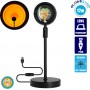 GloboStar Sunset Red 180° Διακοσμητικό Φωτιστικό LED Επιτραπέζιο 12W DC 5V με Projector LENS Ειδικού Εφέ &amp Καλώδιο USB σε Μαύ