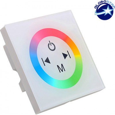 GloboStar Touch Panel Τοίχου RGB Controller 12-24 Volt 144 Watt Λευκό 77419