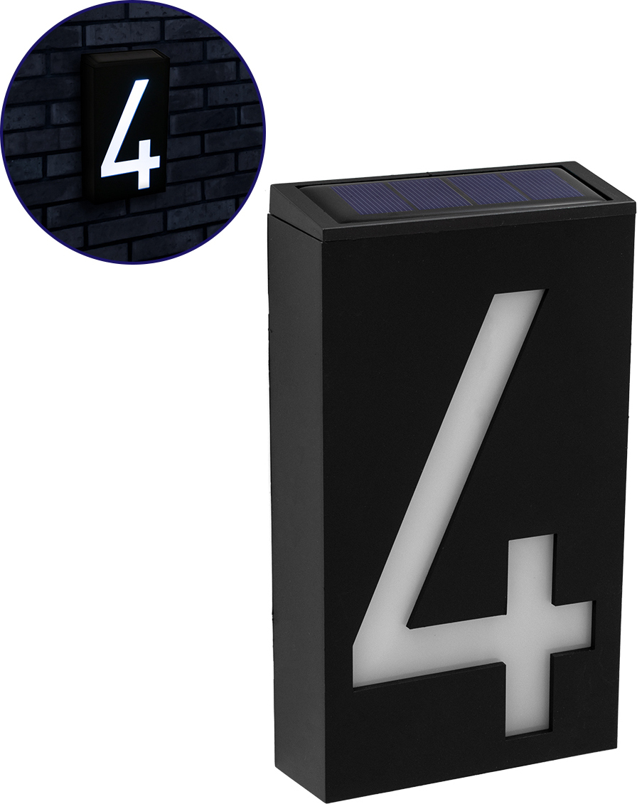 GloboStar Αριθμός 4 Ηλιακό Φωτιστικό 1W 100lm με Ενσωματωμένη Μπαταρία & Αισθητήρα Ημέρας-Νύχτας IP55 71514 GloboStar Αριθμός 4 Ηλιακό Φωτιστικό 1W 100lm με Ενσωματωμένη Μπαταρία & Αισθητήρα Ημέρας-Νύχτας IP55 71514