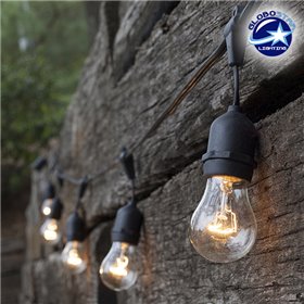 GloboStar Καλωδιογιρλάντα PVC 5 Μέτρων με 15 Ντουί E27 Αδιάβροχη IP65 60010