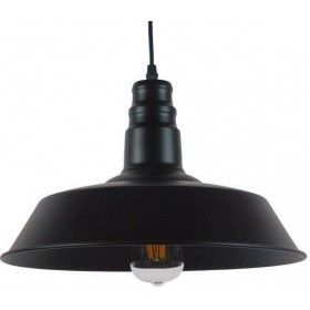 GloboStar Κρεμαστό Φωτιστικό Μοντέρνο Μονόφωτο ΜαύροΚωδικός: 01049 