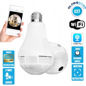 GloboStar Κρυφή Κάμερα Παρακολούθησης IP WiFi 1080P Fish Eye 360° σε Σχήμα Λάμπας E27 76073 GloboStar Κρυφή Κάμερα Παρακολούθησης IP WiFi 1080P Fish Eye 360° σε Σχήμα Λάμπας E27 76073