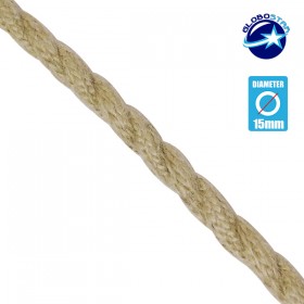 GloboStar Υφασμάτινο Καλώδιο Εύκαμπτο Σχοινί Στριφτό Τριχιά Πλεκτό 15mm 2x0.75mm Μπεζ 80025