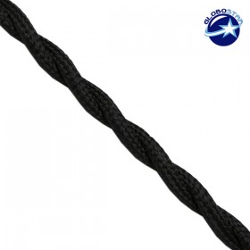 GloboStar Υφασμάτινο Καλώδιο Πλεκτό 2x0.75mm² Μαύρο 80016