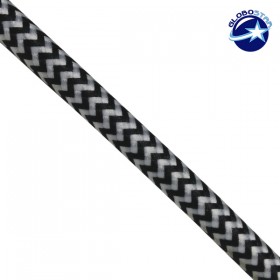 GloboStar Υφασμάτινο Καλώδιο Στρογγυλό 2x0.75mm² Dublo Άσπρο Μαύρο 80015