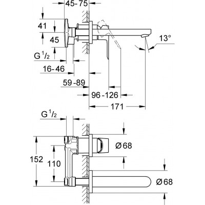 Grohe Bauedge 20474000 Πλήρες Σετ Νιπτήρα Χρωμέ