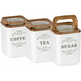 Herzberg Βάζο για Ζάχαρη / Καφέ / Τσάι Ξύλινο Σετ 3τμχΚωδικός: HG-OKY237  Herzberg Βάζο για Ζάχαρη / Καφέ / Τσάι Ξύλινο Σετ 3τμχΚωδικός: HG-OKY237