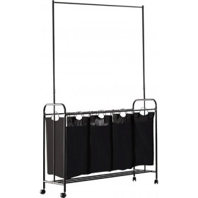 HomCom 850-084 Καλάθι Απλύτων Μεταλλικό 107x41x172cm Μαύρο HomCom 850-084 Καλάθι Απλύτων Μεταλλικό 107x41x172cm Μαύρο