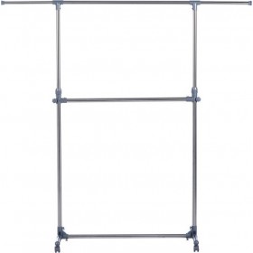HomCom Τροχήλατη Κρεμάστρα Δαπέδου Μεταλλική Πτυσσόμενη σε Ασημί Χρώμα 165x48x180cmΚωδικός: 850-011 