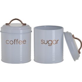 Inart Βάζο για Ζάχαρη / Καφέ Μεταλλικό Λευκό Σετ 2τμχΚωδικός: 6-60-373-0002 