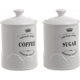 Inart Βάζο για Ζάχαρη / Καφέ Πορσελάνης Σετ 2τμχΚωδικός: 6-60-690-0007 