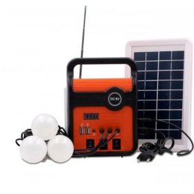 "GDLite Ηλιακό Σύστημα Φωτισμού με Panel GDLite Ηλιακό Σύστημα Φωτισμού με Panel, Φακό, Θύρες USB και 3 Λάμπες 6W (EP-371)