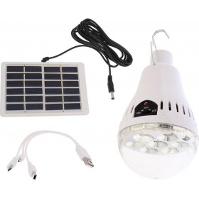 Λάμπα LED Επαναφορτιζόμενη με Ηλιακό Πάνελ και Powerbank 5W