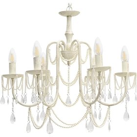 Inart Πολυέλαιος 6xE14 Ø57cm με Κεράκια Λευκός 3-10-872-0066 Inart Πολυέλαιος 6xE14 Ø57cm με Κεράκια Λευκός 3-10-872-0066