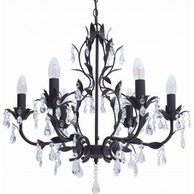 Inart Πολυέλαιος 6xE14 Ø60cm με Κεράκια Μαύρος 3-10-872-0078 Inart Πολυέλαιος 6xE14 Ø60cm με Κεράκια Μαύρος 3-10-872-0078
