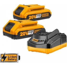 Ingco CKLI2007 Σετ Δραπανοκατσάβιδο & Μπουλονόκλειδο 20V με 2 Μπαταρίες 2Ah και Θήκη Ingco CKLI2007 Σετ Δραπανοκατσάβιδο & Μπουλονόκλειδο 20V με 2 Μπαταρίες 2Ah και Θήκη