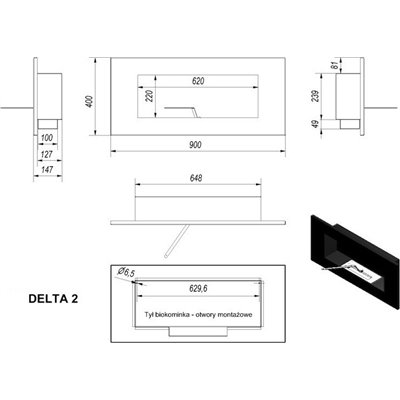 Kratki Delta 2 Qube TUV Επιτοίχιο Τζάκι Βιοαιθανόλης Εσωτερικού Χώρου