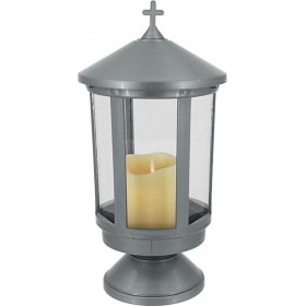 Marhome Καντήλι Μνημείου από Πλαστικό Ασημί 17x17x33cm