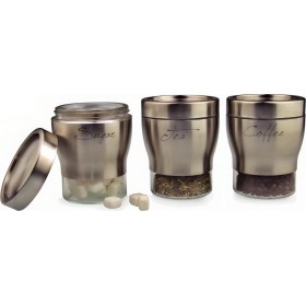 Max Home Βάζο για Ζάχαρη / Καφέ / Τσάι Γυάλινο Σετ 3τμχΚωδικός: AE10068700 