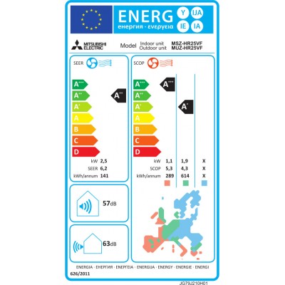 Mitsubishi MSZ/MUZ-HR25VF Κλιματιστικό Inverter 9000 BTU