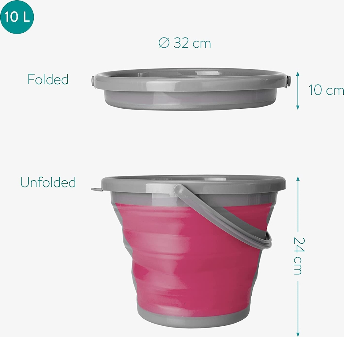 Navaris Κουβάς Dark Grey / Bordeaux 10lt