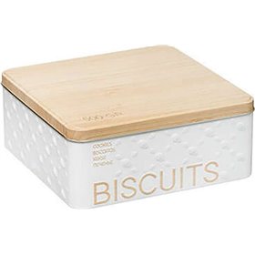 Plastona Relief Μπισκοτιέρα Λευκή Μεταλλική 19.5x19.5x8cm Plastona Relief Μπισκοτιέρα Λευκή Μεταλλική 19.5x19.5x8cm