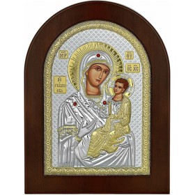 Prince Silvero Εικόνα Παναγία Γιάτρισσα Καφέ Ασημένια 26x20cm