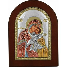 Prince Silvero Εικόνα Παναγία Γλυκοφιλούσα Ασημένια 20x26cm