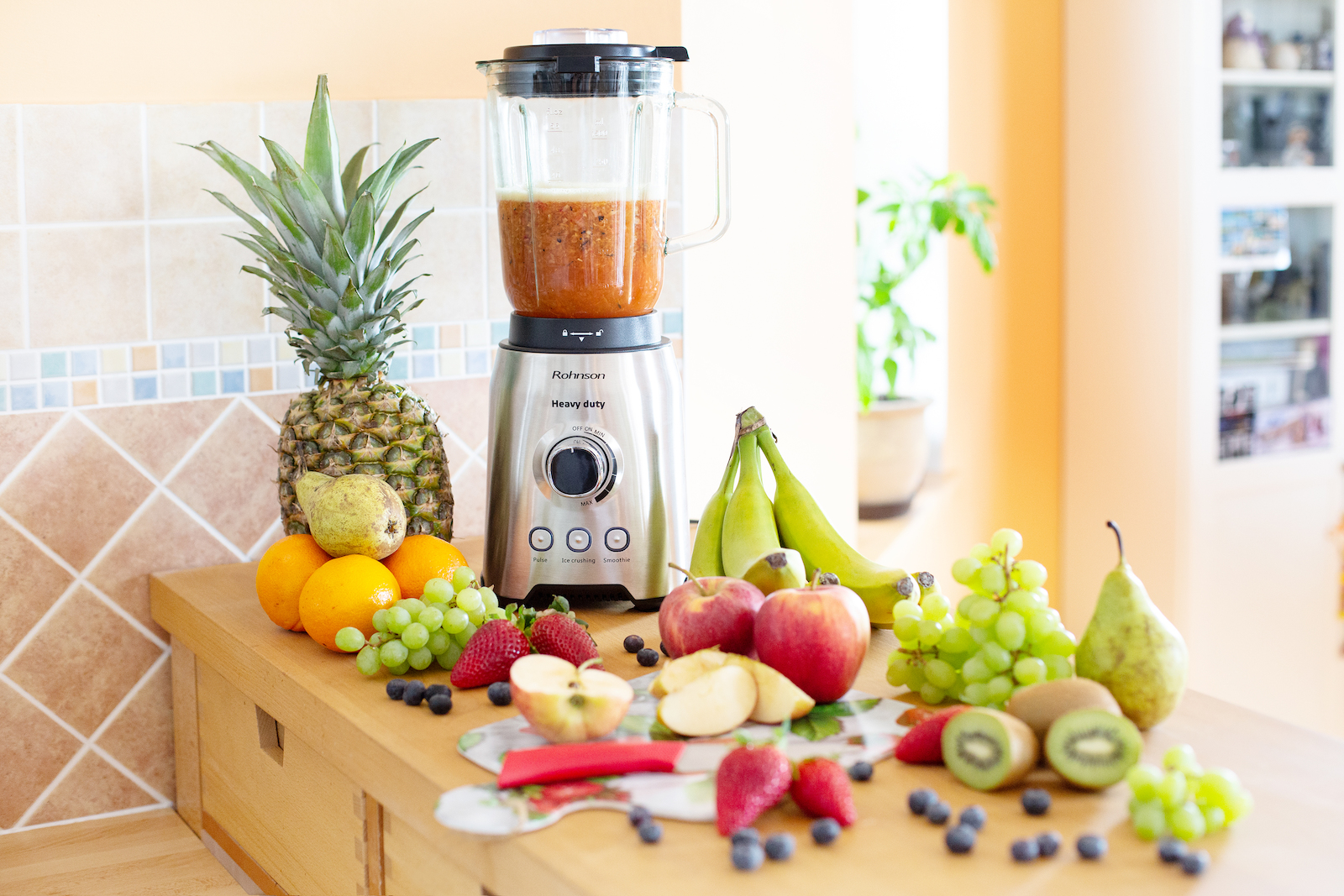 Rohnson R-583 Μπλέντερ για Smoothies με Γυάλινη Κανάτα 1.5lt 1400Watt Inox