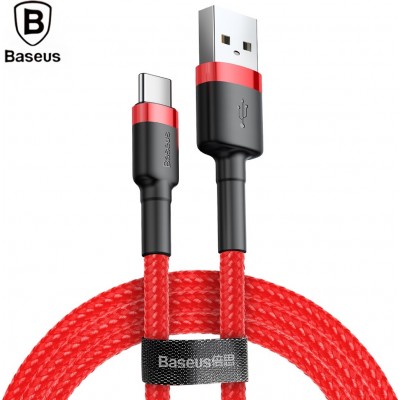 Baseus Cafule Braided USB 2.0 Cable USB-C male - USB-A male Κόκκινο 3m (CATKLF-U09)