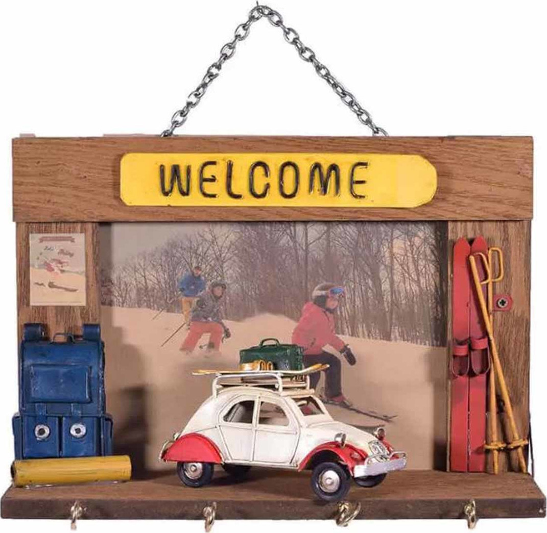 SP Souliotis Κλειδοθήκη Τοίχου Ξύλινη Welcome με Αυτοκίνητο 25x10.5x17.5cm SP Souliotis Κλειδοθήκη Τοίχου Ξύλινη Welcome με Αυτοκίνητο 25x10.5x17.5cm