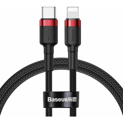 Baseus Cafule Braided USB 2.0 Cable USB-C male - Lightning Κόκκινο 1m (CATLKLF-91)