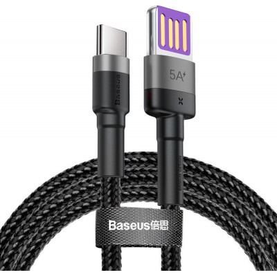 Baseus Cafule Braided USB 2.0 Cable USB-C male - USB-A male Μαύρο 1m (CATKLF-PG1)